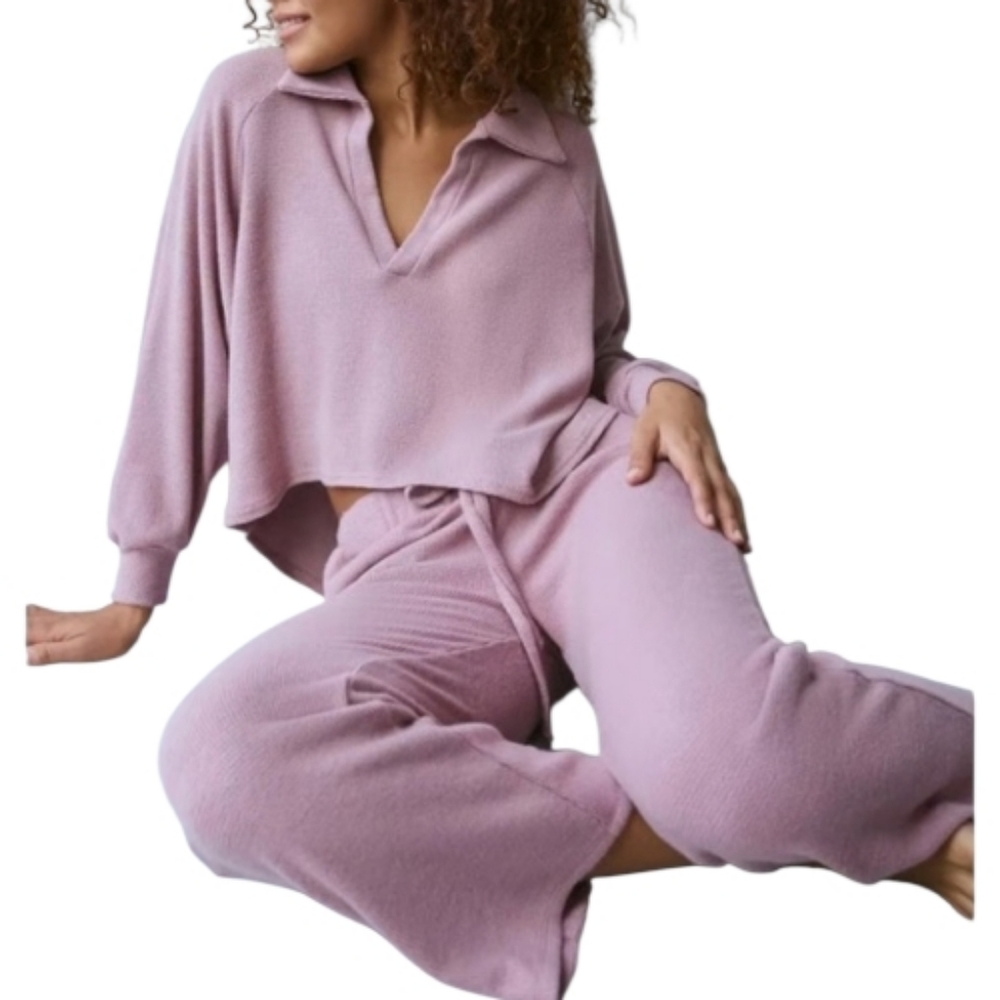 Urban Outfitters Out From Under Cosima Collared Top Oversized Dusty Pink